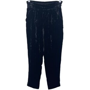 Ramy Brook Black Velvet High‎ Waist Elastic Waist Pants Women's Size XS
